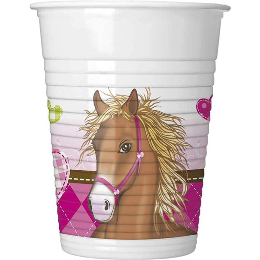 Procos Horses Plastic Cups 200 ml, 8 Stück