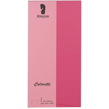 Rössler Coloretti Briefumschläge 80 g/m², DIN lang, 5 Stück, rosa