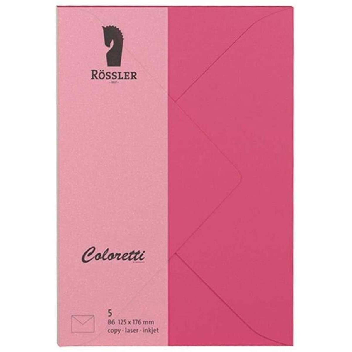 Rössler Coloretti Briefumschläge 80 g/m², B6, pink, 5 Stück