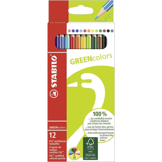 Umweltfreundlicher Buntstift - STABILO GREENcolors - 12er Pack - mit 12 verschiedenen Farben