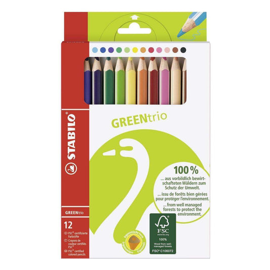 Umweltfreundlicher Dreikant-Buntstift - STABILO GREENtrio - 12er Pack - mit 12 verschiedenen Farben