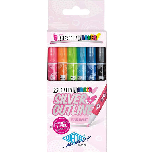 WEDO® Kreativmarker SILVER + OUTLINE, 6er Etui