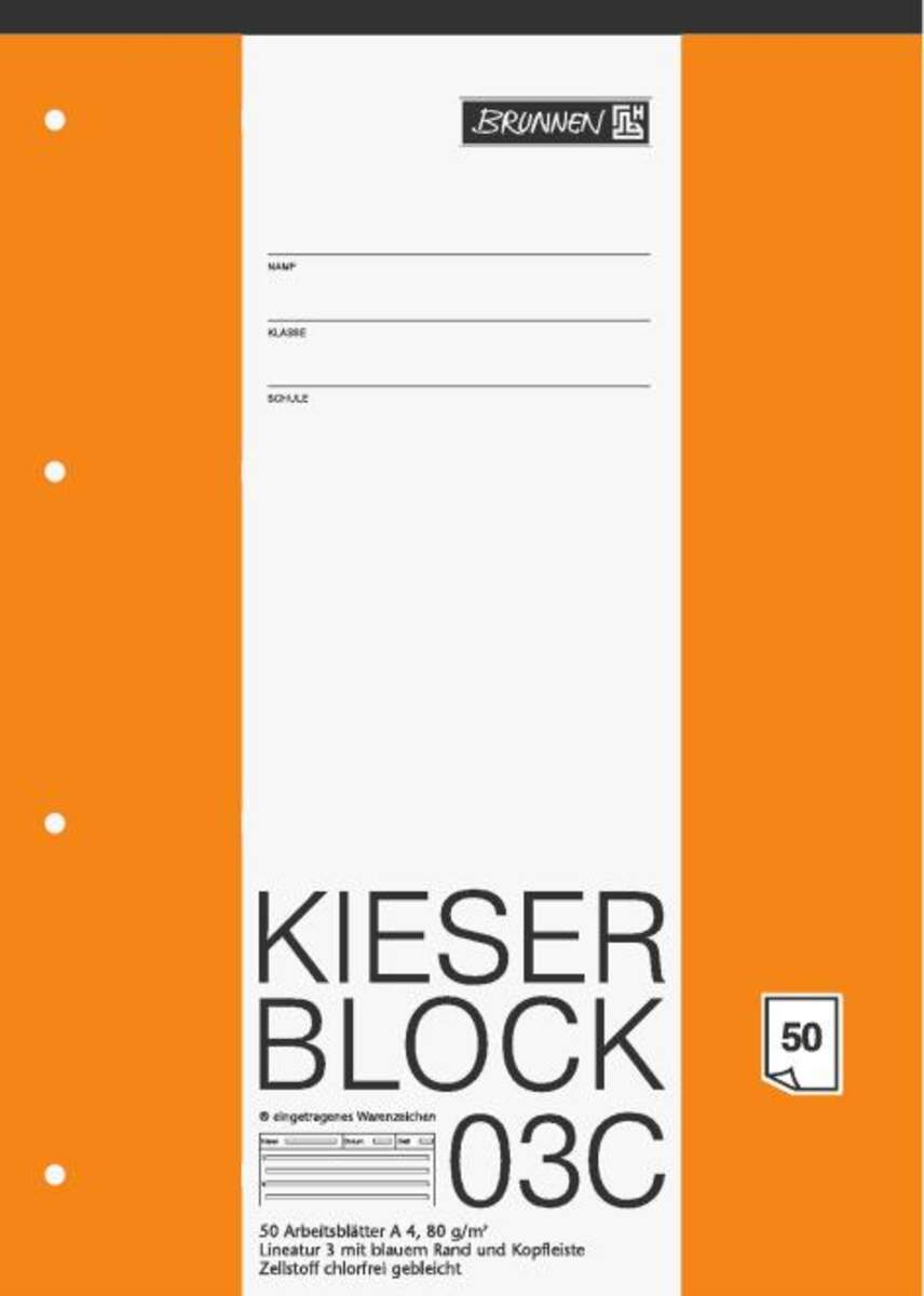 BRUNNEN Kieser-Block A4, 50 Blatt, gelocht, Lineatur 3