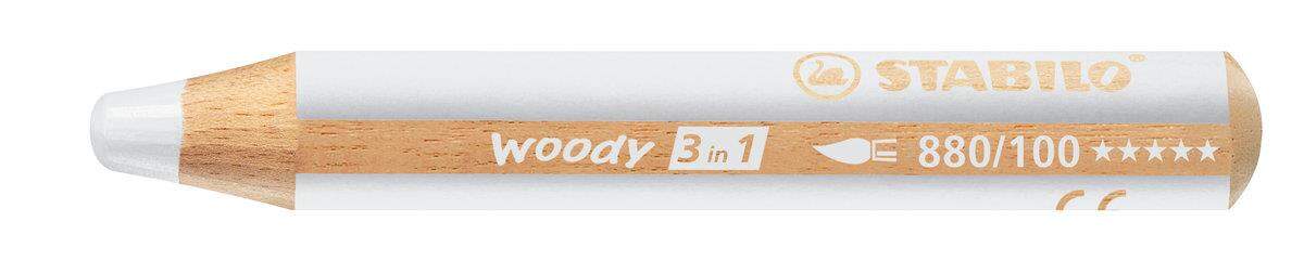 Buntstift, Wasserfarbe & Wachsmalkreide - STABILO woody 3 in 1 - Einzelstift - weiß