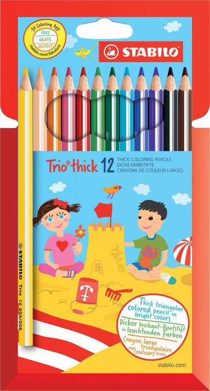 Dreikant-Buntstift - STABILO Trio dick - 12er Pack - mit 12 verschiedenen Farben