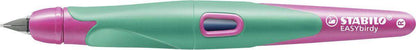 Ergonomischer Schulfüller für Rechtshänder mit Standard-Feder M - STABILO EASYbirdy in türkis/neonpink - Einzelstift - inklusive Patrone - Schreibfarbe blau (löschbar)
