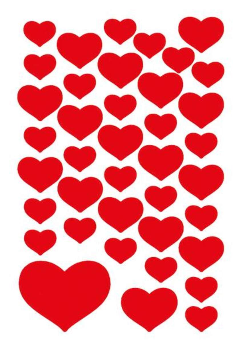 HERMA Sticker Dekor Herzen rot, 3 Bögen