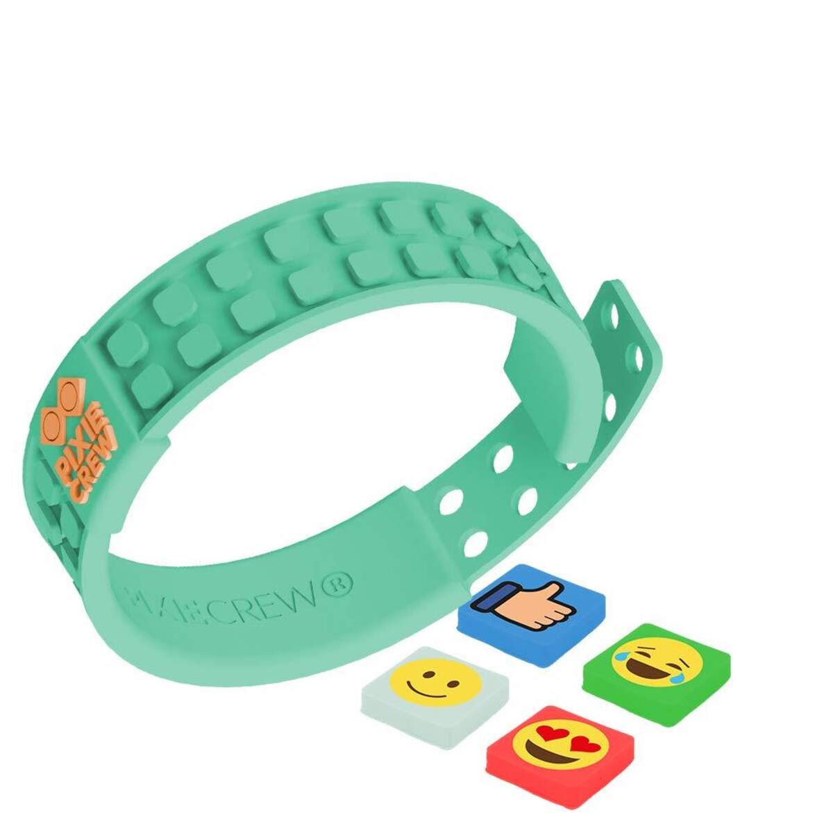 Pixie Armband türkis mit Pixel Noppen im Emoji Design