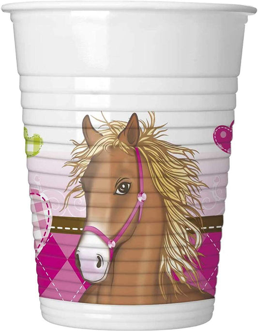 Procos Horses Plastic Cups 200 ml, 8 Stück