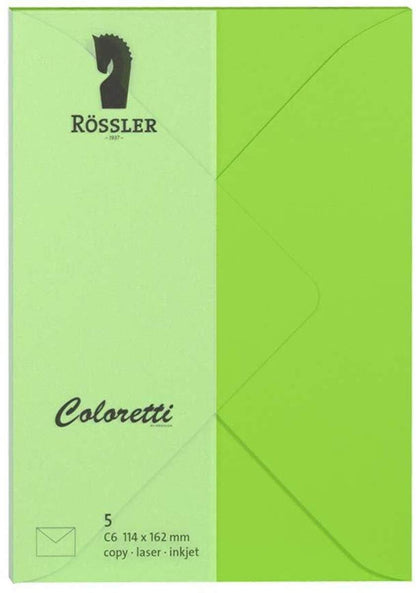 Rössler Coloretti Briefumschläge 5 Stück C6 hellgrün