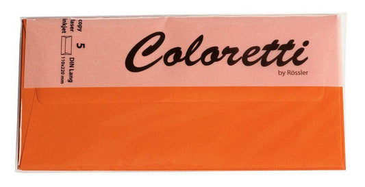 Rössler Coloretti Briefumschläge, DL, apfelsine, 5 Stück