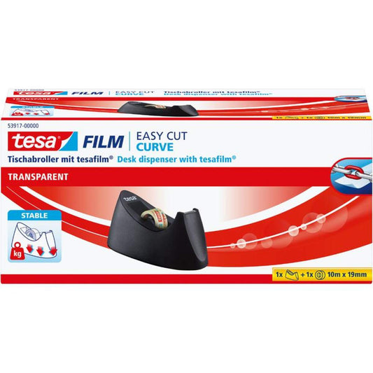 tesafilm Tischabroller Easy Cut Curve, inkl 1 Rolle tesafilm transparent 10mx19mm